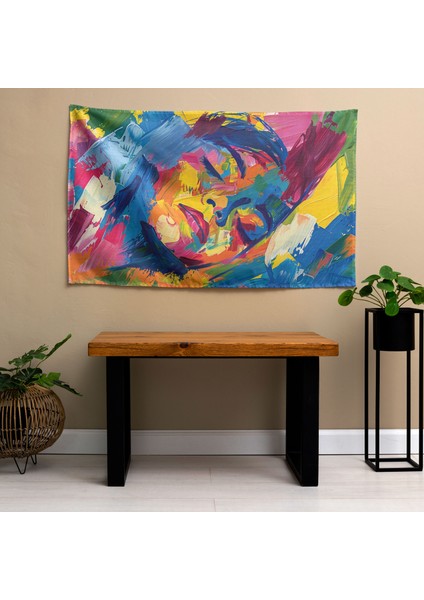 Modern Sanattan Esinlenen Duvar Örtüsü - Etkileyici Fırça Darbeleri Tasarımı, Pamuk Sırt, modelleri