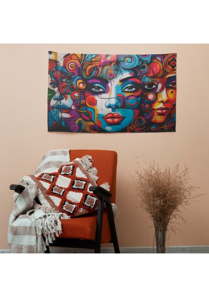 Topluluk Graffiti Kanvas Baskı Duvar Örtüsü - Canlı Renkler, Ranforce Kumaş, Hafif Modern modelleri