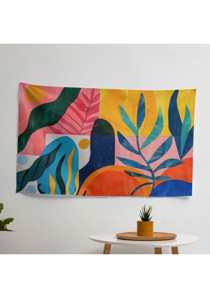 Organik Şekilli Kumaş Duvar Sanatı Örtü - Pamuk Sırt, Polyester Ön - Canlı Renkler, Modern