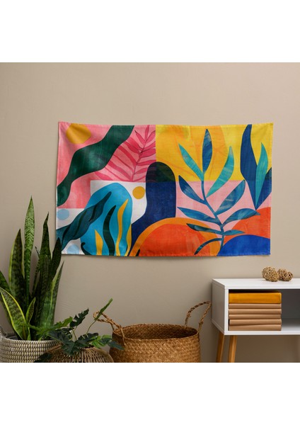 Organik Şekilli Kumaş Duvar Sanatı Örtü - Pamuk Sırt, Polyester Ön - Canlı Renkler, Modern modelleri