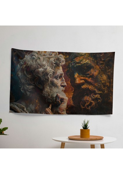 Rönesans Figürleri Duvar Sanatı Dekoratif Örtü - Pamuk Sırt, Polyester Ön, Canlı Renkler