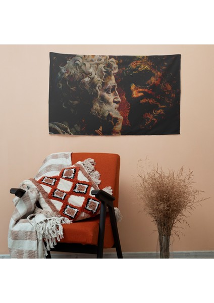 Rönesans Figürleri Duvar Sanatı Dekoratif Örtü - Pamuk Sırt, Polyester Ön, Canlı Renkler modelleri