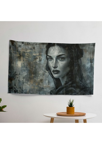 Rönesans Kadını Duvar Örtü Sanatı - Pamuk Sırt ve Polyester Ön - Canlı Süblimasyon Baskı