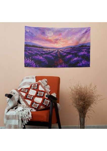 Lavanta Tarlaları Modern Duvar Örtüsü - Canlı Süblimasyon Baskı, Ranforce Kumaş fiyatları