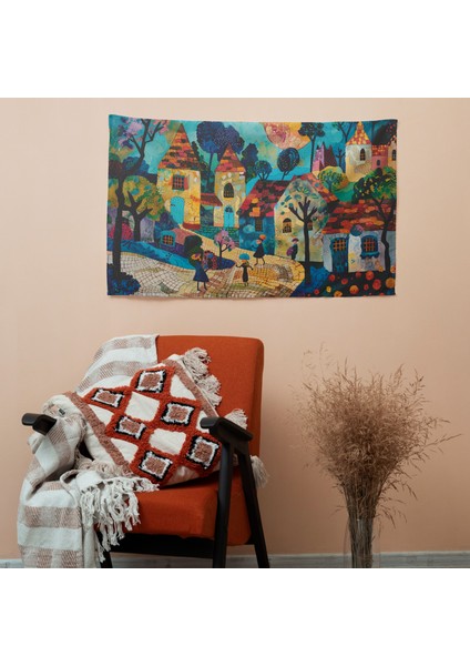 Büyüleyici Köy Post-Empresyonizm Duvar Örtüsü - Pamuk Arka, Polyester Ön - Canlı Renkler, modelleri