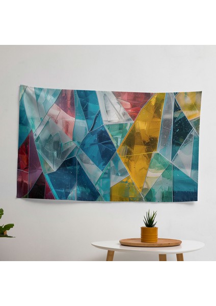 Geometrik Duvar Örtüsü - Modern Noktasal Tasarım, Pamuk Sırt ve Polyester Ön, Canlı