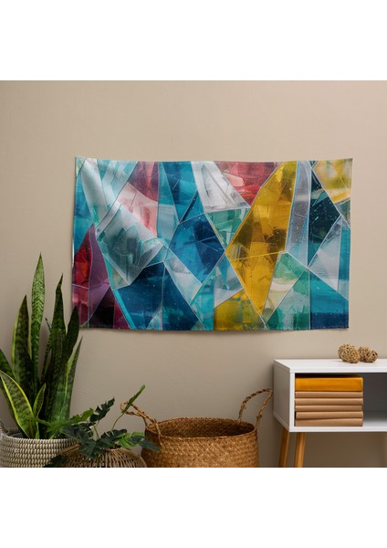 Geometrik Duvar Örtüsü - Modern Noktasal Tasarım, Pamuk Sırt ve Polyester Ön, Canlı modelleri