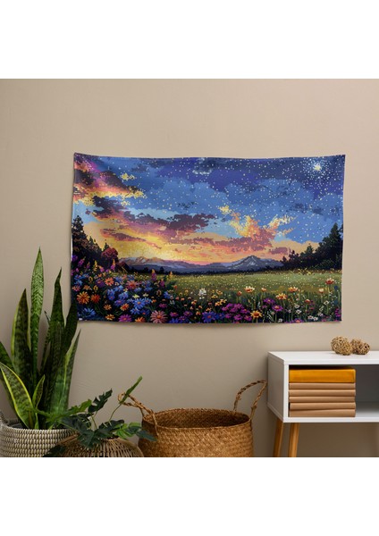 Yıldızlı Gece Tarlası Manzarası Noktacılık Duvar Örtüsü - Yatak Odası, Oturma Odası, Yurt fiyatları