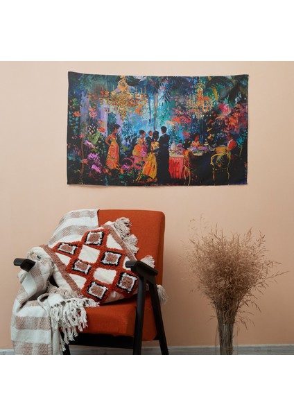 Rokoko Tarzı Resim Duvar Örtüsü - Pamuk ve Polyester Kumaş, Canlı Renkler - Yatak Odası,