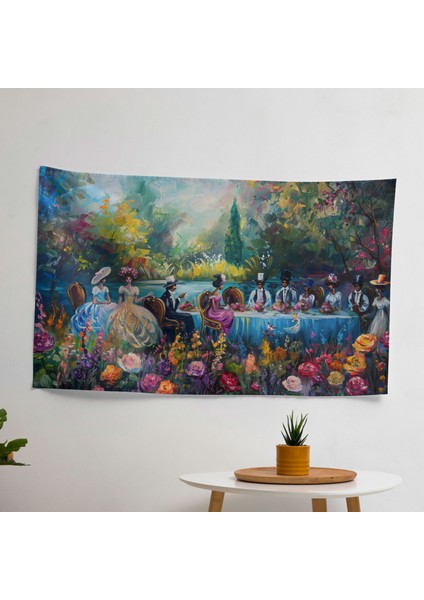 Rokoko Tarzı Resim Duvar Örtüsü - Pamuk Sırt, Polyester Ön - Canlı Renkler, Hafif Kumaş