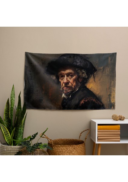 Dramatik Rembrandt Portre Duvar Örtüsü - Pamuk Sırt, Polyester Ön, Ranforce Kumaş - Canlı fiyatları