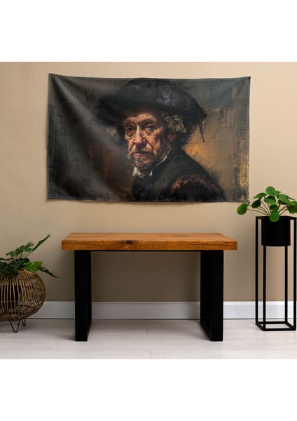 Dramatik Rembrandt Portre Duvar Örtüsü - Pamuk Sırt, Polyester Ön, Ranforce Kumaş - Canlı modelleri