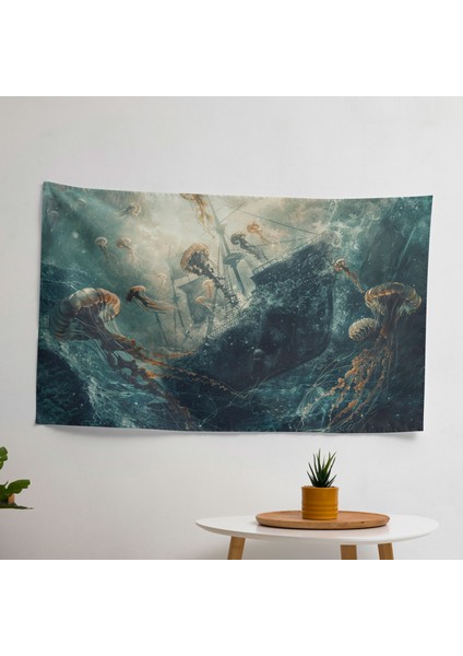 Sürrealizm Sanat Duvar Örtüsü - Ranforce Kumaş, Canlı Renkler, Hafif - Yatak Odası, Oturma