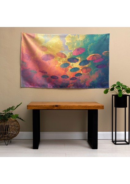 Gerçeküstü Yüzen Şemsiye Duvar Örtüsü | Ranforce Kumaş, Canlı Renkler | Arkası Pamuk, fiyatları