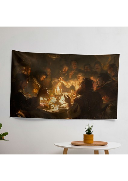 Rembrandt'tan Esinlenen Kumaş Duvar Sanatı Örtü - Canlı Renkler, Hafif ve Şık - Yatak Odası,