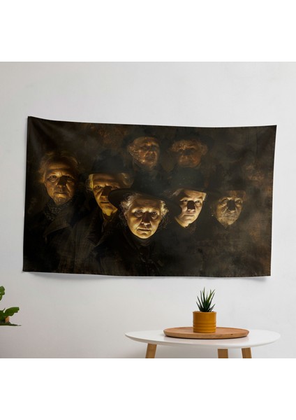 Rembrandt'tan Esinlenen Duvar Örtüsü - Pamuk Sırt, Polyester Ön - Canlı Renkler - Yatak