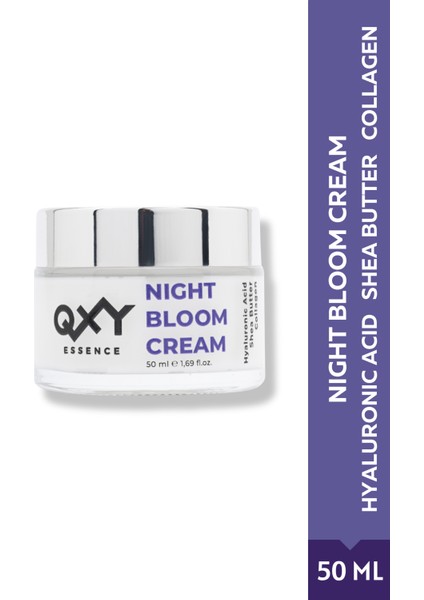 Night Bloom Cream - Yaşlanmaya Karşı Onarıcı Gece Kremi - Soft Touch - Hyaluronic Acid + Shea Butter + Collagen - Cam Kavanoz 50 ml