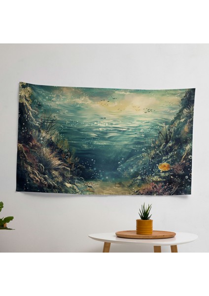 Rüya Gibi Sualtı Okyanus Sahnesi Duvar Örtüsü - Canlı Renklerle Modern Sanat Duvar Asılı