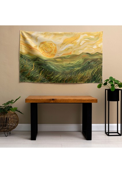 Vincent Van Gogh Buğday Tarlaları Kanvas Tablo Duvar Örtüsü - Ranforce Kumaş, Canlı Renkler fiyatları