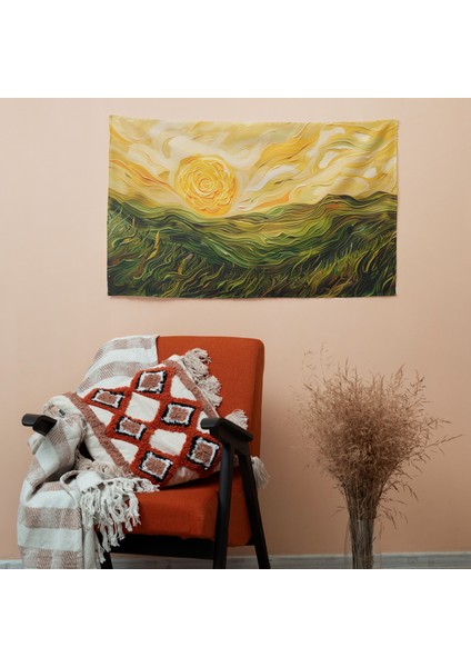 Vincent Van Gogh Buğday Tarlaları Kanvas Tablo Duvar Örtüsü - Ranforce Kumaş, Canlı Renkler modelleri