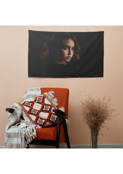 Dramatik Portre Duvar Dekorasyonu - Canlı Süblimasyon Baskılı Modern Pamuklu Kumaş Örtü modelleri