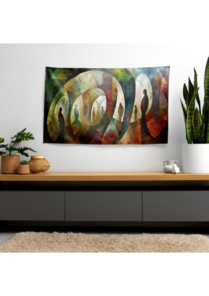 Gerçeküstü Rüya Duvar Örtüsü - Canlı Renklerle Modern Sanat Baskılı Kumaş Duvar Asılı - Yatak modelleri
