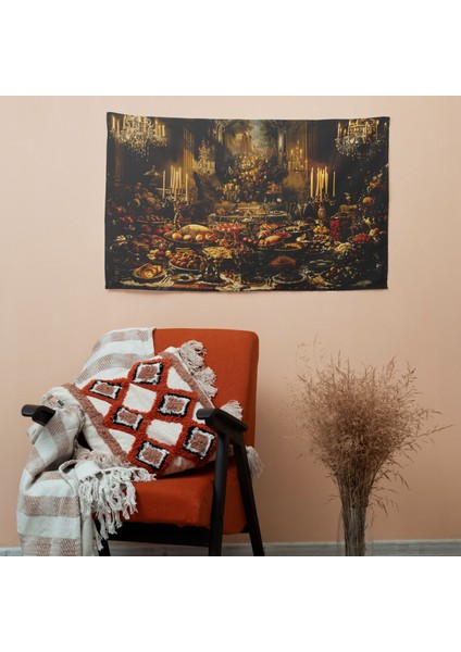 Rokoko Tarzı Duvar Örtüsü - Pamuk Sırt, Polyester Ön - Canlı Renkler, Hafif Kumaş -