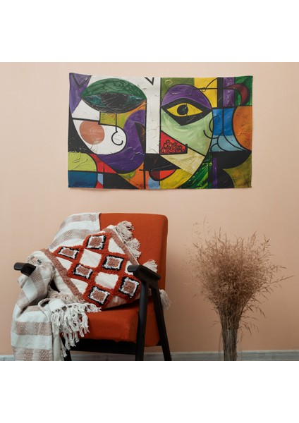 Parlak Picasso Duvar Sanatı Kumaş Duvar Asma Örtü - Pamuk Arka, Polyester Ön - Canlı