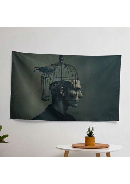 Sürrealizm Sanat Duvar Örtüsü - Canlı Renkler, Ranforce Kumaş - Yatak Odası, Oturma Odası