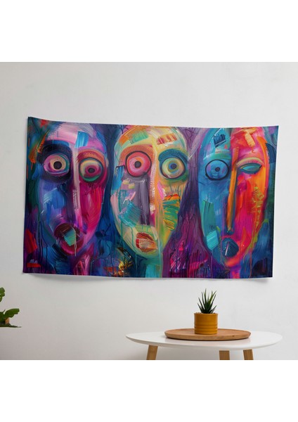 Sürrealizm Sanat Duvar Örtüsü - Pamuk Sırtlı, Polyester Ön - Canlı Renkler, Süblimasyon Baskı