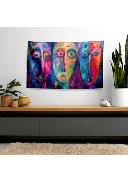 Sürrealizm Sanat Duvar Örtüsü - Pamuk Sırtlı, Polyester Ön - Canlı Renkler, Süblimasyon Baskı modelleri