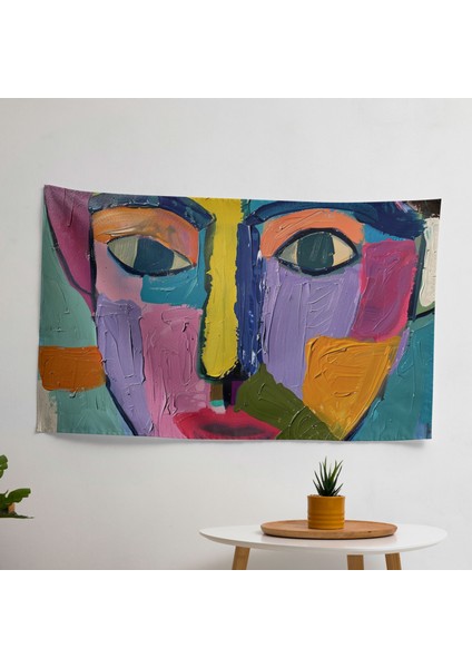 Picasso Stili Duvar Sanatı Kumaş Duvar Örtüsü - Canlı Renkler, Süblimasyon Baskı