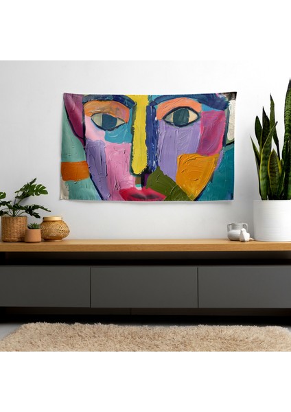 Picasso Stili Duvar Sanatı Kumaş Duvar Örtüsü - Canlı Renkler, Süblimasyon Baskı