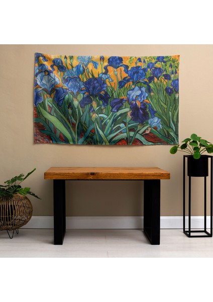 Vincent Van Gogh Süsen Duvar Örtüsü - Pamuk Sırt, Polyester Ön - Yatak Odası, Oturma