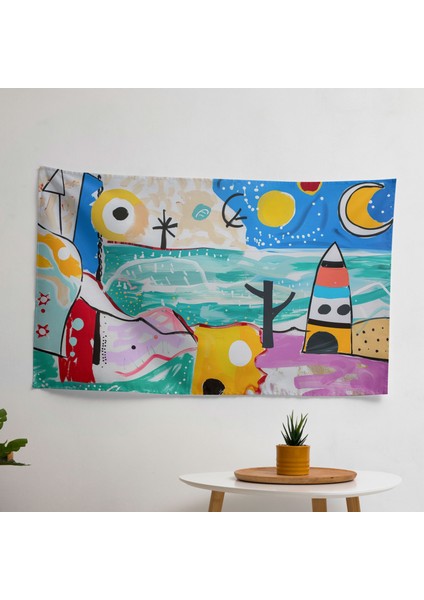 Soyut Plaj Picasso Duvar Örtüsü - Yatak Odası, Oturma Odası Veya Yurt Için Canlı Ranforce