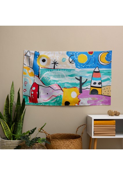Soyut Plaj Picasso Duvar Örtüsü - Yatak Odası, Oturma Odası Veya Yurt Için Canlı Ranforce