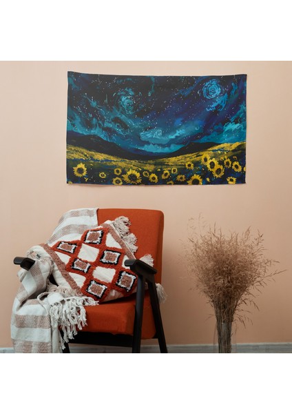 Vincent Van Gogh Yıldızlı Gece Duvar Örtüsü - Pamuk Sırt ve Polyester Ön - Ranforce Kumaş