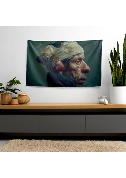 Van Gogh'tan Esinlenen Gerçeküstü Otoportre Kumaş Duvar Sanatı Örtü - Canlı Süblimasyon Baskı,