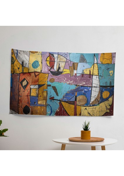 Pablo Picasso'dan Esinlenen Duvar Örtüsü - Canlı Süblimasyon Baskı, Pamuk Sırt, Ranforce