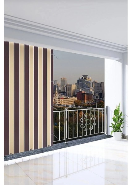 Kahvexkrem Su Geçirmez Balkon Perdesi Branda