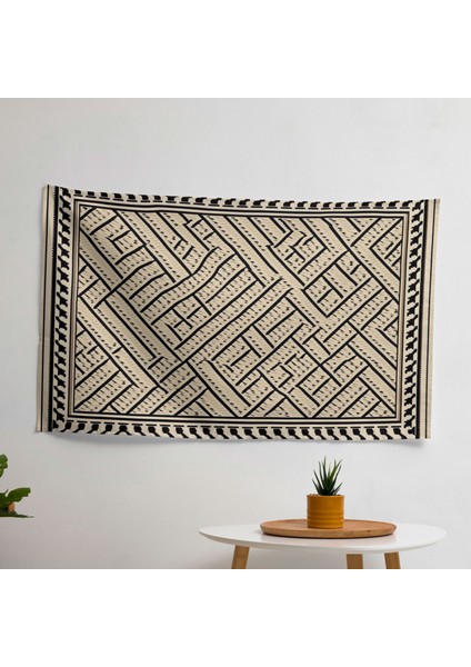 Minimalist Türk Halısı Duvar Sanatı Kumaş Duvar Örtüsü - Canlı Renkler, Süblimasyon Baskı,