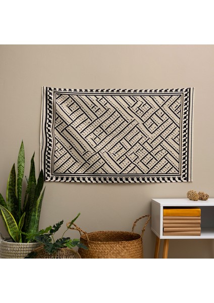 Minimalist Türk Halısı Duvar Sanatı Kumaş Duvar Örtüsü - Canlı Renkler, Süblimasyon Baskı,