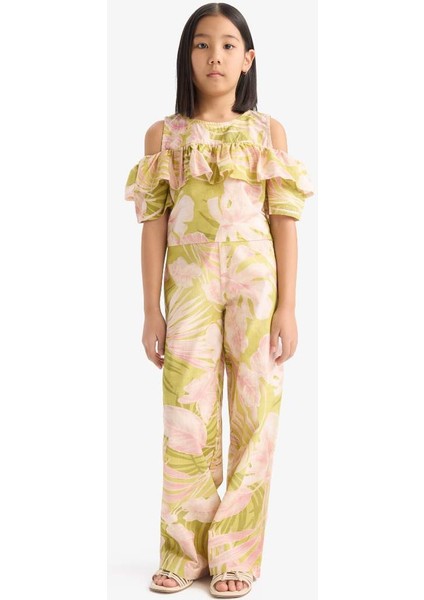 Yeni Sezon Kız Çocuk Desenli Wide Leg Geniş Paça Pamuklu Pantolon fiyatları