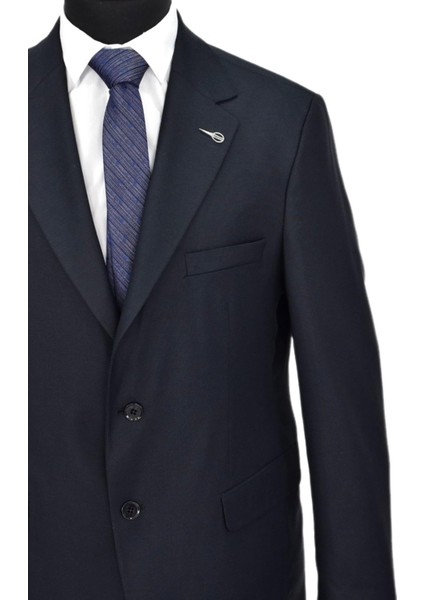 Erkek Lacivert Armürlü 4 Drop Çift Yırtmaçlı Takım Elbise BGL-ST04567 indirimleri