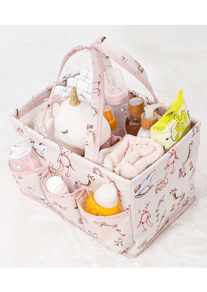 Baby Kullanımı Kolay Desenli Taşınabilir Bakım Çantası (Pembe) ( Lisinya )