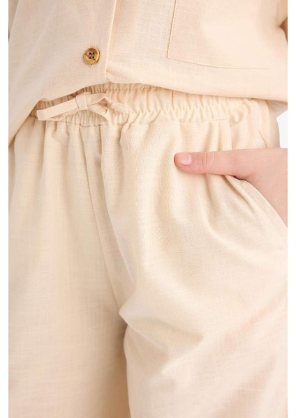 Yeni Sezon Kız Çocuk Beli Lastikli Wide Leg Geniş Bol Paça Pamuklu Pantolon indirimleri