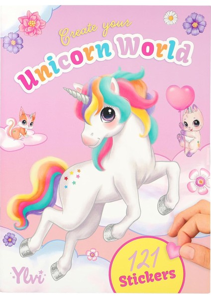 12703 Ylvi Create Your Unicorn World - Çıkartma Defteri, 20 Renkli Arka Plan Sayfası, 6 Çıkartma Sayfası Dahil