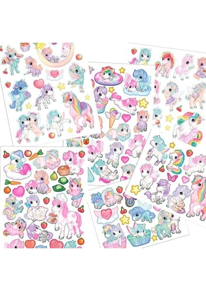 12703 Ylvi Create Your Unicorn World - Çıkartma Defteri, 20 Renkli Arka Plan Sayfası, 6 Çıkartma Sayfası Dahil