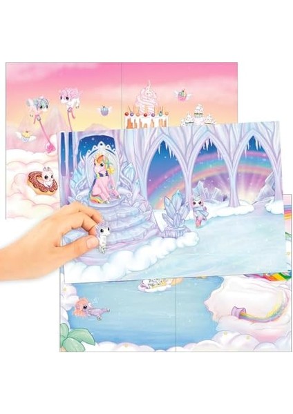 12703 Ylvi Create Your Unicorn World - Çıkartma Defteri, 20 Renkli Arka Plan Sayfası, 6 Çıkartma Sayfası Dahil