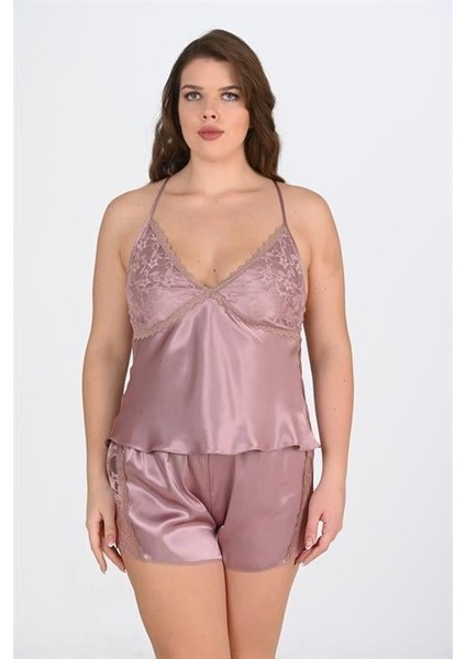 Aria's Closet Büyük Beden Vizon Şort Takımı